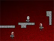 Screenshot of Madness Descent game, showing a lone character fighting in a dark, stylized, chaotic environment; Play this free online action game