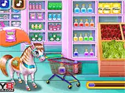 Pony Cooking Rainbow Cake free online game, cute pony chef baking a colorful layered cake, cooking and design game