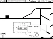Eric the Circle free online physics puzzle game; drawing lines to help the circle reach the ink bottle and exit