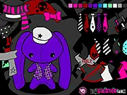 Emo Bunny Plush Dress Up game featuring a stuffed rabbit toy customized with black emo clothes and accessories
