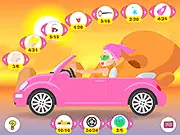 Girl on Wheels dress-up game free online, choosing a new car and matching outfit for a stylish girl on PlayArcadeHub