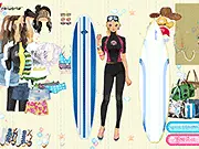 Surfer Chick Dress Up game screenshot, Beach fashion dress up game, Surfer girl styling game