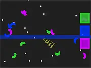 Screenshot of the free online game Beans, showing colorful bean shapes moving across the screen with a laser light highlighting the target color.