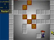 Chons Boxes free online Sokoban puzzle game screenshot showing a maze with blocks and an exit