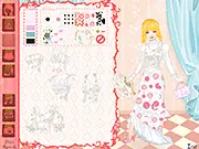Hime Gyaru V2 Dressup game screen featuring a girl in an elegant pink dress, high heels, and a sophisticated Hime Gal hairstyle with bows and lace.