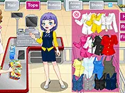 Supermarket Girl Dress Up free online game, showing Jenny in a stylish uniform, ready for her first day of work at the supermarket.