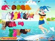 Play Fishing Love free online date dressup game, styling Monica for seaside fishing date with Tony, romantic casual fashion.