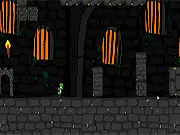 Glitchenstein: Inverted Moves online game screen showing the small, pixelated creature character attempting a chaotic jump over a spike obstacle.
