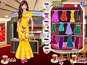 Shiloh Dinner Party Dress Up game screenshot showing a girl model in various stylish gowns and accessories ready for her dinner party.