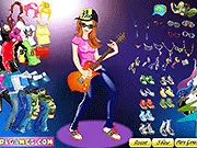 Hot Guitarist Ailsa Dressup game screen showing a cool guitarist character ready for a concert with stylish hip-hop and rock clothing.