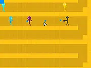 Color Man gameplay screenshot showing the player character shooting a multi-colored enemy with a contrasting colored bullet in a simple arena.
