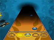 Screenshot from Coolio Beat 2, a music rhythm game showing scrolling colored note buttons passing over a score line.