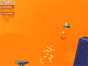 The Gravity Spaceship Challenge game screenshot, a small spaceship navigating between two planets with gravitational pull in a free online physics game on PlayArcadeHub