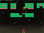 Noidzor free online Breakout game screenshot showing a monster paddle and exploding bricks on PlayArcadeHub