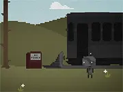 Screenshot of Battery Powered Adventure free online game, depicting a character or object in a simple, minimalist, and dim setting, suggesting low power or a short journey.