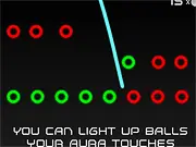 Screenshot of Neon Disks game showing a launched ball bouncing off walls to light up targets