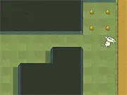 A small brown rat character navigating a maze, collecting yellow cheese, and avoiding larger enemy creatures, with a power-up icon visible, in the arcade game The PacRat