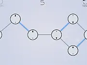 Dials puzzle game online free screenshot, showing a series of interconnected rotating circles in a minimalist, challenging logic game.