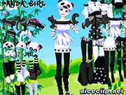 Panda Girl Dressup online game screenshot, cute girl wearing panda-themed outfit, free fashion game
