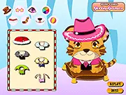 Free online gameplay screenshot of Baby Animals Dress Up: Kenny the Tiger, showing a cute baby tiger wearing various clothes and accessories
