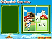 Free online Addition Puzzle Game, kids educational math game, solving addition equations to reveal hidden image, mental math practice