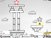Redstar Fall Pro Levels physics puzzle game online, detonate explosives and clear blocks, guide the red star