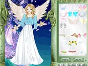 Free Guardian Angel Dress Up game online, beautiful angel with flowing white dress, majestic wings, halo, play dressup on PlayArcadeHub
