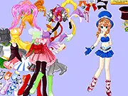 Screenshot of the In Your Heart Dress Up game showing a girl model in an elegant, simple dress, surrounded by classic fashion options and accessories.