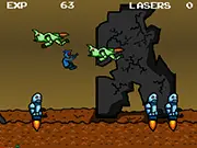 Robitz free online action game where the player character bounces off ground robots and flying robot explosions
