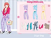 Sleepy Eyelids Dress Up game screenshot showing a tired cartoon girl surrounded by various cozy pajamas, robes, and slippers for a restful night