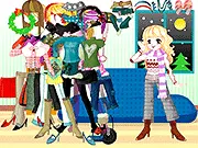 Call for Winter Dressup online game, showing a girl dressed in a fashionable sweater, hat, and coat ready for the cold season