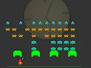 Clock Invaders! free online game, StrawberryClock arcade shooter, retro Space Invaders remake