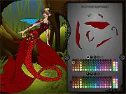 Neptune's Daughter free online dress up game screenshot, showing a customizable mermaiden with various fins, nature-inspired clothes, and undersea adornments.