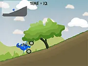 Rush Bike online game screenshot, a motorcycle rider jumping over a large gap on a dirt track, free physics racing game