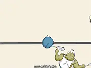 Screenshot of the Squash Flash Game, showing a player preparing to hit the ball against the front wall of the court, a free online racket game