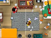Gameplay screenshot of the Drake and Josh game, showing a messy room with various hidden objects that need to be picked up.