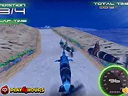 Submarine 3D Racing free game screenshot showing a submarine racing through an underwater canyon