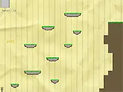 StickRun!! game screenshot, stickman character jumping to collect a key on a minimalist platform level