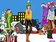 Play Christmas Style Dress Up game free online, choosing the best holiday outfit for a young lady, featuring festive dresses and winter accessories