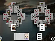 Screenshot of All-Peaks Solitaire, showing a complex card layout on the tableau and the discard pile, a popular free online card game