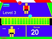 Screenshot of Soccer Tennis Headers free online game showing a player heading a ball over a net