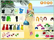 HT83 Summer Dressup game screenshot showing a girl in a stylish summer outfit ready for a beach holiday