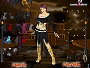 Vampire Dress Up game screen, a female character in gothic clothing, girl dressing up in dark fashion, play free online game
