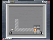 Push-It puzzle game screenshot showing a character moving blocks on a grid towards designated target squares for the free online game