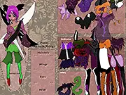 Screenshot of Dark Fairy Monster Girl Dress Up game, showing a dark fairy character with gothic clothing, mystical accessories, and dark makeup in a forest setting.