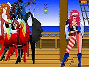 Play Pirate Girl Dress Up free online fashion game. Select pirate outfits, hats, and swords to clothe the girl.