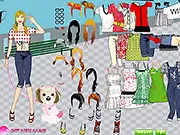 Beach Day Dress Up game featuring a stylish girl wearing a bikini and summer clothes on a beach background