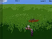 The Sprite Run action game screenshot showing colorful enemy sprites moving across a screen towards a barrier on the left