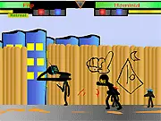 Ultimate Stick Fighting free online game screenshot, showing two stickmen engaged in combat action