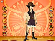 Free online dress up game Cowgirl Lulu Dress Up showing the cowgirl character in a stylish Western outfit, boots, and hat